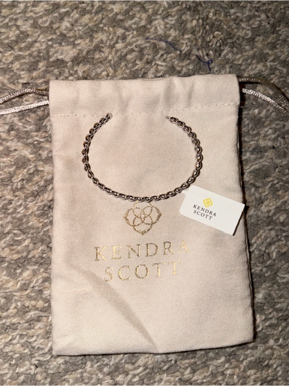 Kendra Scott Bracelet Grier Chain Link Cuff Silver-Tone Rhodium Plated - Picture 2 of 5